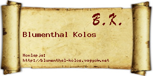 Blumenthal Kolos névjegykártya